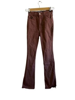 Hollister Size 00R Brown Highest Rise Boot Leg Slit Jeans Y2K Neutral Minimalist